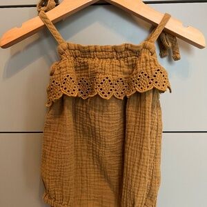 Rylee and Cru 6-12 M Ruffle Romper Ochre
